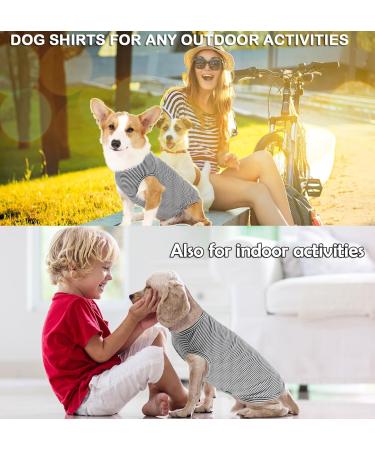 Shop Sychien Dog Shirt - Soft Combed Cotton Gray Striped T-Shirt for Large Dogs | Cool Boys & Girls XXL - Buy Online on GoSupps.com