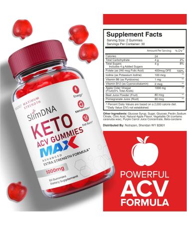 Max Strength Slim DNA Keto ACV Gummies - 500mg Weight Loss Formula (60 Gummies) - Buy Online on GoSupps.com