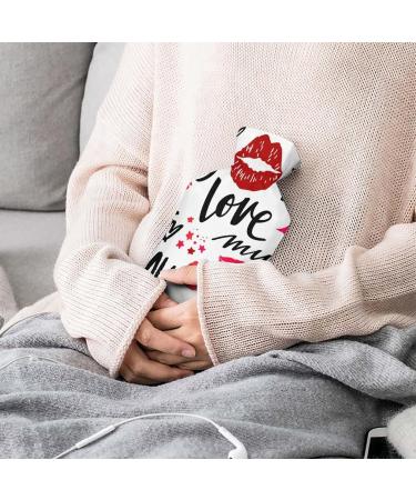 Hot Water Bottle with Lid - Lips Kisses Pattern | Rubber Bag for Pain Relief Cramps & Foot Warmer - Hot & Cold Therapy - Buy Online on GoSupps.com