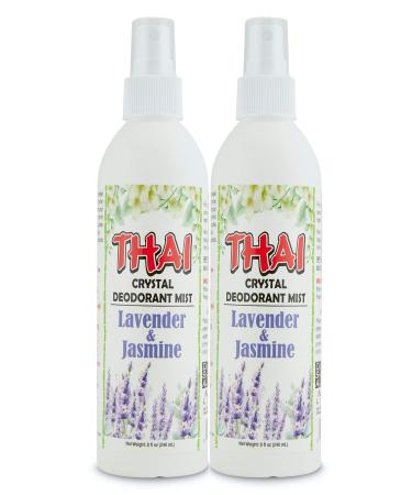 Thai Deodorant Stone Crystal Mist Natural Deodorant Spray 8 oz. Bundle (Lavender & Jasmine)