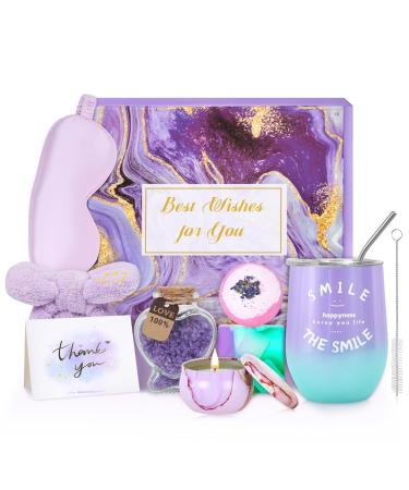 Gifts for Women Bath Relaxing Spa Gift Basket Set Christmas - Birthday Gifts for Women Valentine's Day Mothers Day Gifts Friends Female Sister Her Wife Nurse (Light Purple)