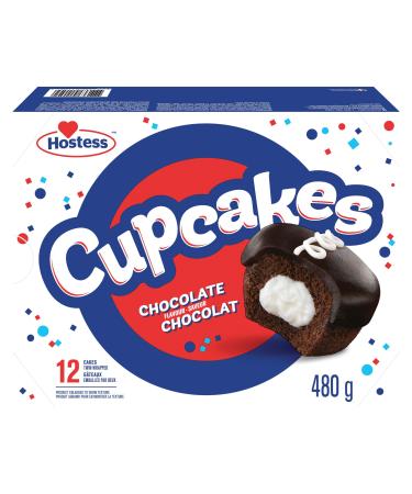 Hostess Chocolate Flavour Cupcakes with Decadent Chocolatey Frosting and Creamy Filling Cake Snacks Contains 12 cakes (6 packs Twin-Wrapped) 12_cakes Cupcakes