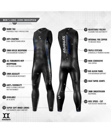 Synergy Men's Endorphin Sleeveless Triathlon Wetsuit 5/3mm - Smoothskin Neoprene - USAT Approved - Buy Online on GoSupps.com