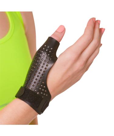 BraceAbility Hard Plastic Thumb Splint | Arthritis Treatment Brace to Immobilize & Stabilize CMC, Basal and MCP Joints for Trigger Thumb, Tendonitis Pain, Sprains (Small Right)