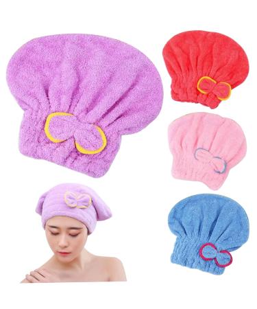 Hair Drying Cap - 4PCS Super Absorbent Microfiber Towel Wrap for Quick Drying | Elastic Hair Towels for Women & Girls - Buy Online on GoSupps.com