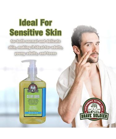 Brave Soldier Clean Skin Face Cleanser | Moisturizing Face Wash for Sensitive Skin | Mild Makeup Remover | 8 fl. oz. Bottle - Buy Online on GoSupps.com
