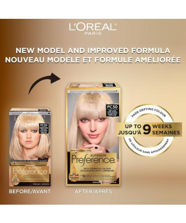 L'Oreal Paris Superior Preference 9 weeks of Luminous Fade-Defying Permanent Hair Dye PC30 Very Light Pearl Blonde 100% Grey Coverage 1 Hair Dye Kit (Packaging May Vary) Very Light Pearl Blonde 1 count (Pack of 1) - Buy Online on GoSupps.com