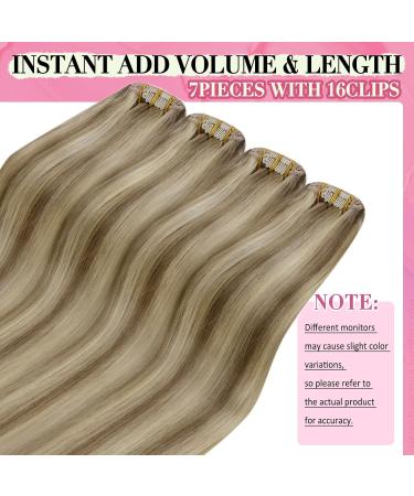 Youngsee 40 cm Clip In Extensions - Real Remy Hair Light Brown & Blonde 120g (7 Pieces) - Buy Online on GoSupps.com