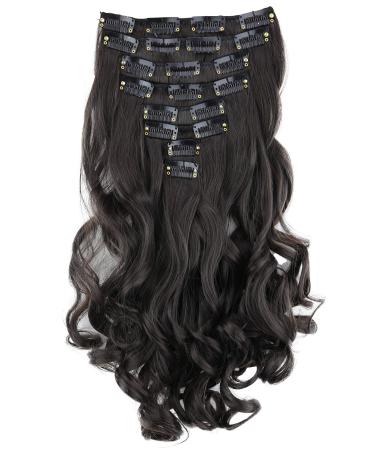 CAISHA XXL 35cm 8 parts set clip in extensions hair extension hair part voluminous wavy dark brown ces102-1 dark brown #4 CES102-1
