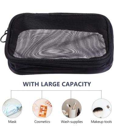 Beaupretty 6 StK Small Mesh Make-Up Bag - Portable Cosmetic Storage with Zip Pocket - Set of 3 Black - Perfect for International Shipping - Buy Online on GoSupps.com