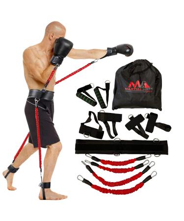 Boxing Resistance Bands for MMA Martial Arts Resistance Training at Home for Punches/Kicks 150lbs Exercise Bands Full Body Fitness Workout to Enhance Explosive Power/Speed/Agility Red Color