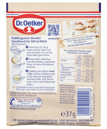 Dr. Oetker Almond Pudding Powder - 9 Pack (3 x 37g) | Delicious Dessert Mix for Special Enjoyment - International Shipping Available - Buy Online on GoSupps.com