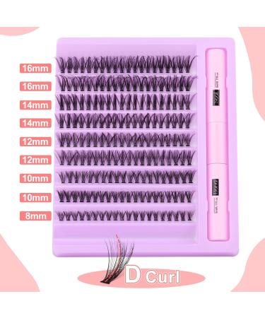 ALICE D13 Lash Clusters Kit: DIY Eyelash Extension Fluffy Cluster Lashes, D Curl, 8-16MM, Strong Hold Natural Look - Buy Online on GoSupps.com