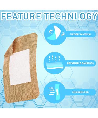 100 Pcs Large 3 x 4 Inch Flexible Adhesive Bandages | Latex Free Fabric | Assorted Sizes for First Aid Wound Care - Buy Now! - Buy Online on GoSupps.com