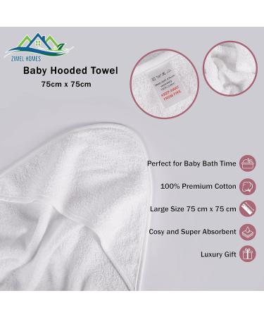 Soft White Panda Embroidered Baby Hooded Towel - 100% Cotton, 75x75 cm - Durable Bath Time Towel for Newborns - Perfect Baby Gift - Buy Online on GoSupps.com