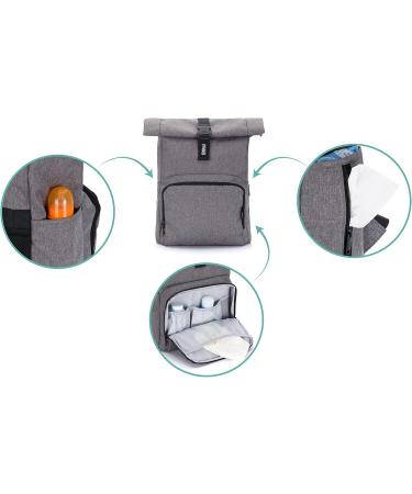 Fillikid Wrap Backpack Tokyo Exclusive | Stylish Water-Repellent Diaper Bag with Diaper Pad Stroller Attachment & Bottle Warmer | Rolltop Gray Melange Baby Bag - Buy Online on GoSupps.com
