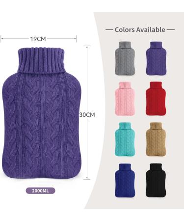 Samply 2L Hot Water Bottle with Knitted Cover - Hot & Cold Compress for Pain Relief - Lilac - Buy Online on GoSupps.com