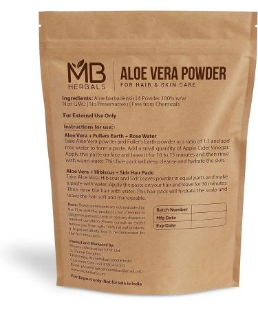 MB Herbals Aloe Vera Powder 100g - Natural Skin Moisturizer & Hair Growth Promoter - Buy Online on GoSupps.com
