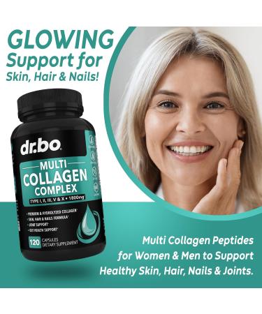 Multi Collagen Peptides for Women & Men - Type I II III V & X Multi Collagen for Women & Men Complex Capsules Hydrolyzed Peptides Pills Supplements for Skin Hair & Nails - 120 Protein Capsules - Buy Online on GoSupps.com