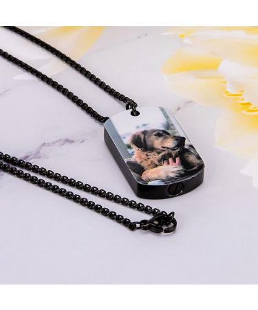 Fanery Sue Personalized Ash Necklace for Dogs - Custom Pet Urn Jewelry for Pet Cremation - Memorial Keepsake Necklace in Black - Buy Online on GoSupps.com