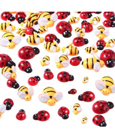 50 Pieces Tiny Resin Bees Ladybugs  Including 25 Pieces Tiny Resin and 25 Pieces Ladybugs for Crafts Wreath Scrapbooking DIY Party Decoration (0.98 Inch  0.74 Inch  0.51 Inch) - Buy Online on GoSupps.com