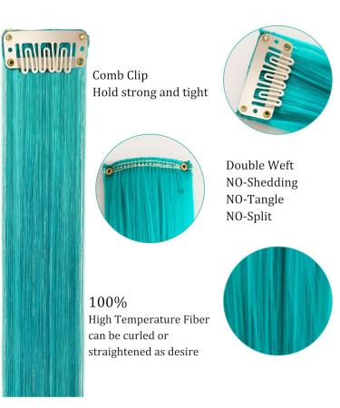 Bright Blue Clip-In Hair Extensions - Colorful Synthetic Wig Pieces for Women & Girls - Multicolored Party Highlights - Buy Online on GoSupps.com