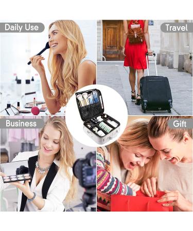 Frasheng Waterproof Travel Cosmetic Bag | Portable Make-Up Case with Adjustable Dividers | Marble Leather Makeup Organizer - Buy Online on GoSupps.com