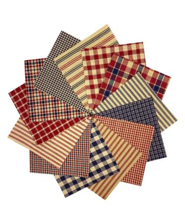 40+ American Heritage Charm Pack Red Blue 6 inch Precut Cotton Homespun Fabric Squares by JCS 6 inch Squares
