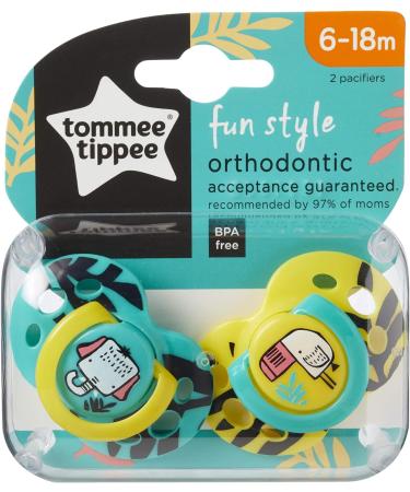 Tommee Tippee Closer to Nature Fun Pacifier 6-18 Months 2 Count - Random Colors - Buy Online on GoSupps.com