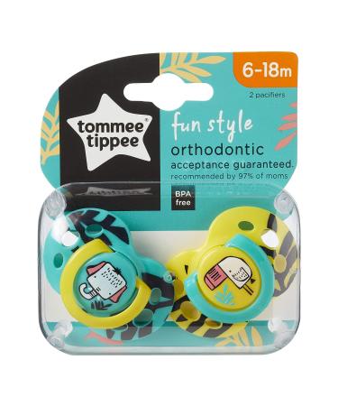 Tommee Tippee Fun Style Pacifiers 6-18m, BPA-Free Silicone Binkies - 2 Count (Colors Vary) - Buy Online on GoSupps.com
