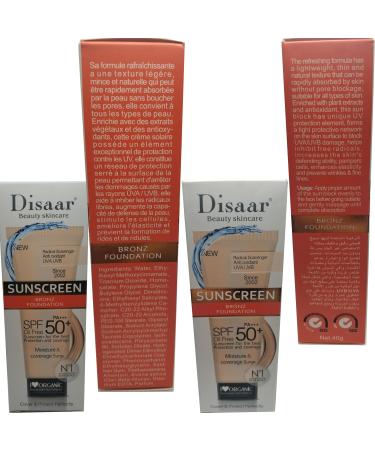 DISAAR Beauty Disaar Sunscreen Bronz Foundation Spf50+ Pa+++ Oil Free Protection Sunblock 40G - Buy Online on GoSupps.com