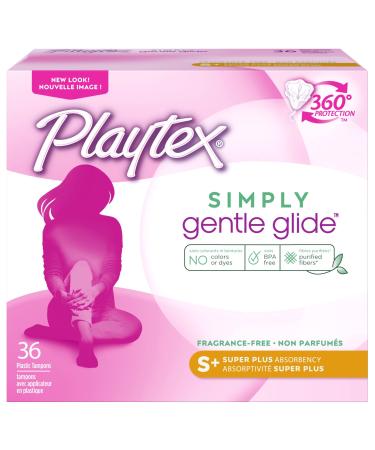 Playtex Simply Gentle Glide Unscented Tampons, Super Plus Absorbency, 36 Count (Pack of 1) (Packaging May Vary)