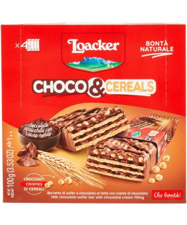  Loacker Loacker Choco & Cereals Wafer Bar and Milk Chocolate with Chocolate Cream 4 x 25g - Buy Online on GoSupps.com