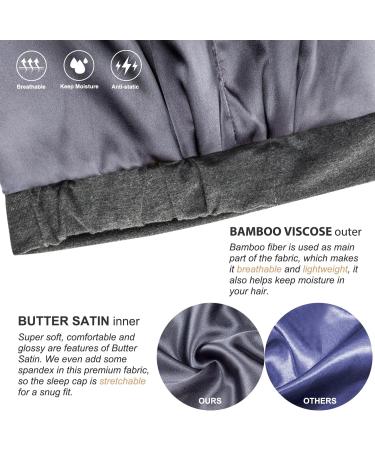 Hat Hut Silk Satin Sleep Cap Bonnet for Natural Curly Hair | Dark Grey Silk Lined Beanie Night Cap - Buy Online on GoSupps.com