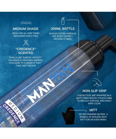 Fake Tan For Men - Invisible Mens Fake Tan Medium Bronze Next Day Tan Results in Our Credence Fragrance -Clear Mousse Formula Discreet Application Alpha Self Tanner - Buy Online on GoSupps.com
