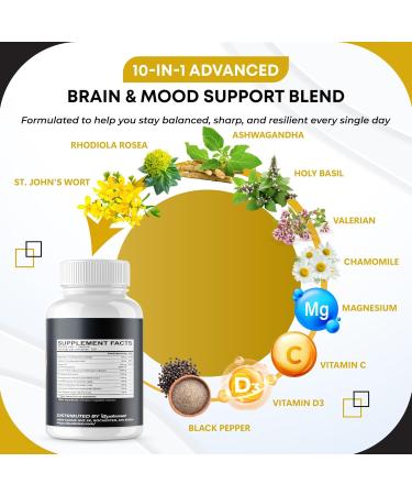 St. John's Wort Rhodiola Rosea Ashwagandha Holy Basil Valerian Chamomile Black Pepper -150 Capsules 150 count (pack of 1) - Buy Online on GoSupps.com