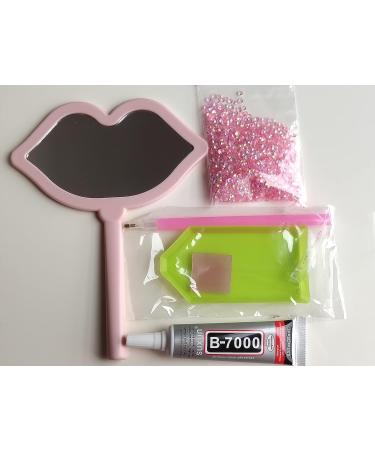 Sparkling Lip-Shaped Handheld Mirror Diamond Painting - Glitter Rhinestones Mirror - Bling Gift for Girlfriends, Wife, Mom - Pink DIY - Buy Online on GoSupps.com