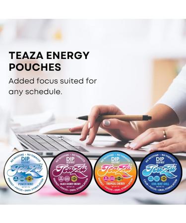 New Teaza Herbal Energy Pouch Mixed (4 Pack) Power Mint-Tropical-Cool Mint Chill-Banging Black Cherry - Buy Online on GoSupps.com