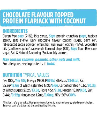 TREK High Protein Flapjack Cocoa Coconut - Gluten Free, Plant Based Vegan Snack - 16 Bars (50g each) - Buy Online on GoSupps.com