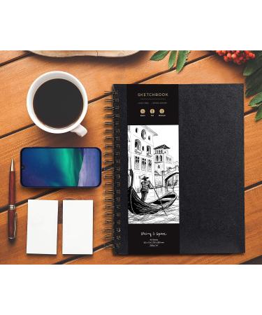 Artist Sketchbook Hardcover | 200GSM Thick Paper | Large Spiral Sketch Book for Drawing and Mixed Media | 8.25x11.4 Inches | 80 Pages - Buy Online on GoSupps.com