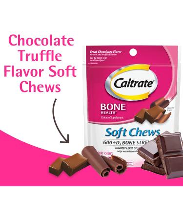 Caltrate Soft Chews 600 Plus D3 Chocolate Truffle - 60 Count | Calcium Vitamin D Supplement - Buy Online on GoSupps.com