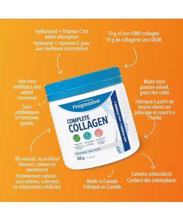 Complete Collagen Protein Powder Supplement - Unflavoured 250 g | Non-GMO antiobiotic-free hormone-free Unflavored 250 g - Buy Online on GoSupps.com