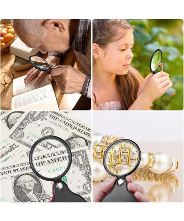 2 Pcs 10X Small Magnifying Glass Pocket Magnifier Folding Magnify Glass with Rotating Protective Leather Sheath and 4 Pcs Lanyard Mini Magnifying Lens for Reading Books Jewelry Coins Gems - Buy Online on GoSupps.com