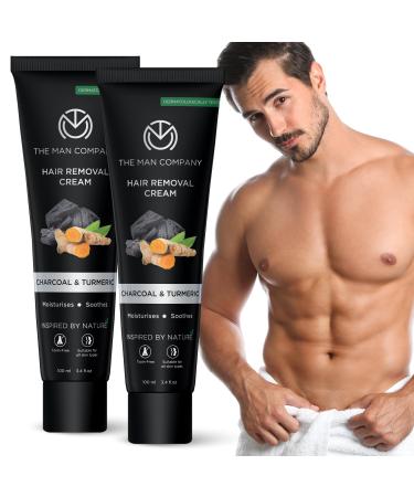 The Man Company Hair Removal Cream for Men Enriched with Charcoal & Turmeric Dermatologically Tested For All Skin Types - Pack of 2