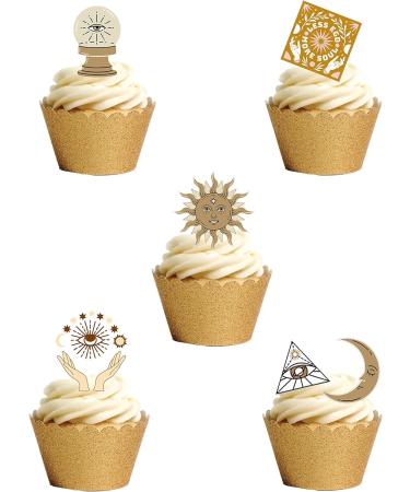33 Stand Up CELESTIAL/BOHEMIAN Themed Edible Wafer Paper Cake Toppers Decorations - Buy Online on GoSupps.com