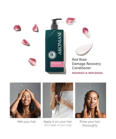 Aromase Red Rose Damage Recovery Conditioner | Detangle Frizzy Hair with Damask Rose & Jojoba Oil | Hydrate & Strengthen Hair International Shipping - Buy Online on GoSupps.com