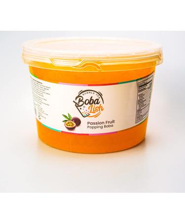 Boba Lish Popping Boba Pearls for Bubble Tea - 2.1kg | Passionfruit | Bursting Pearls Bubble | Real Fruit Juice For Dessert Smoothie | 100% Vegan & Glutenfree No Artificial Colours