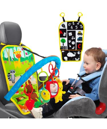 Teytoy CATSEAT Toys for Infants 0-6 Months Adjustable Car Seat Toys for Babies 0-6 Months Kick and Play Rear Facing Car Seat Toys Double Sided with Mirror Rassle Beißring Sensory Hanging Toys