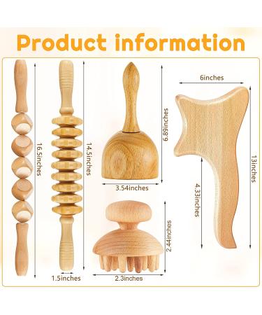 Maderoterapia Kit: 5 Pieces Wood Therapy Massage Tools for Lymphatic Drainage, Cellulite Reduction, and Muscle Pain Relief - Buy Online on GoSupps.com