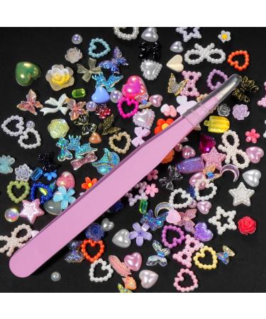 Shop 3D Mix Assorted Color Nail Charms - Cute Acrylic Heart Flower Butterfly & Bowknot Designs for DIY Nail Art & Crafts - Buy Online on GoSupps.com